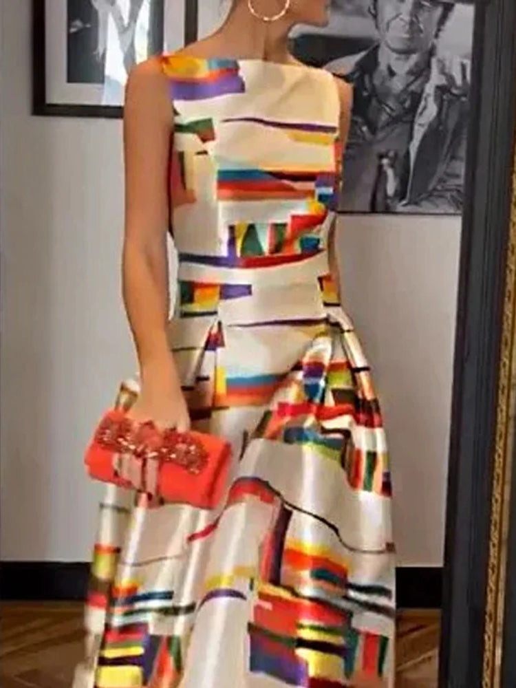 Isabeau Geometric Maxi Dress