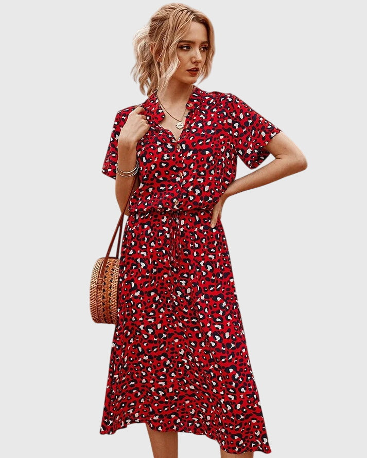 Amber Printed V-Neck Dress